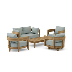 Anderson Teak Coronado 5-piece deep seating outdoor sofa set in pomegranate with plush cushions for garden lounge comfort.
