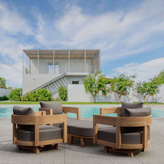 Anderson Teak Coronado 6-piece deep seating outdoor sofa set in pomegranate color, designed for garden lounge relaxation.