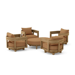 Anderson Teak Coronado 6-piece deep seating outdoor sofa set in Pomegranate, featuring plush cushions and designer color options.