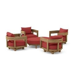 Anderson Teak Coronado 6-piece deep seating patio sofa set in cast pomegranate color, including cushions for outdoor garden lounge.