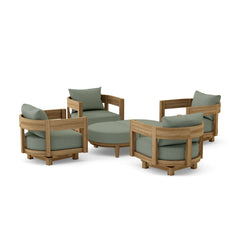 Anderson Teak Coronado 6-piece teak wood deep seating outdoor sofa set with colorful cushions for garden lounge.