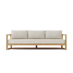 Anderson Teak Junus teak wood deep seating sofa set in pomegranate, part of the 9-color outdoor patio collection for garden lounge.