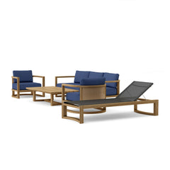 Anderson Teak Junus deep seating outdoor sofa set with plush cushions in pomegranate, part of the 9-color designer patio collection.