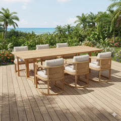 Anderson Teak JUNUS Dining Table Set with 9 designer colors, featuring a stylish sofa and dining table in vibrant cast pomegranate finish.