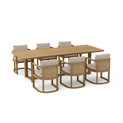 Anderson Teak JUNUS dining table set in cast pomegranate with nine designer colors, featuring a stylish sofa design.