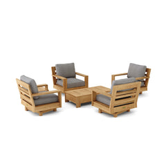 Anderson Teak 6-piece teak wood deep seating sofa set in pomegranate color for outdoor patio and garden lounge.