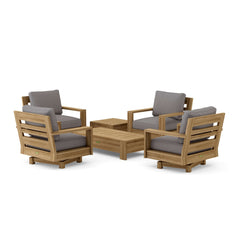Anderson Teak 6-piece teak wood deep seating sofa set in pomegranate color, outdoor patio furniture for garden lounge.
