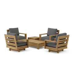Anderson Teak 6-piece teak wood deep seating sofa set with colorful cushions for outdoor garden lounge.