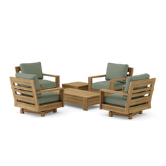 Anderson Teak 6-piece teak wood deep seating sofa set in pomegranate, designed for outdoor garden lounge with stylish comfort.