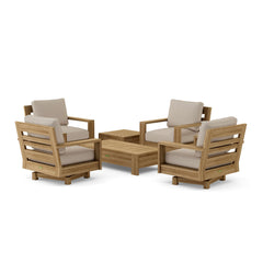Anderson Teak 6-piece deep seating outdoor sofa set in pomegranate, featuring teak wood construction and modern design for garden lounge.
