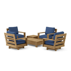 Anderson Teak 6-piece deep seating outdoor sofa set in Pomegranate, featuring teak wood and vibrant designer colors for garden lounging.