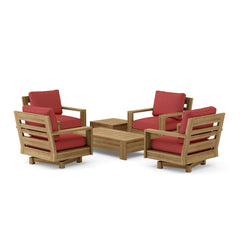 Anderson Teak 6-piece deep seating outdoor sofa set in pomegranate, featuring teak wood construction and modern design for garden lounge.