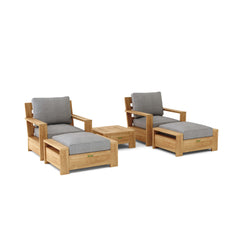 Anderson Teak 5-piece Madera teak wood deep seating patio sofa set in pomegranate color with designer finish, outdoor garden furniture