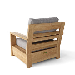 Anderson Teak 5-piece teak wood deep seating sofa set in pomegranate, outdoor patio furniture with nine designer colors.
