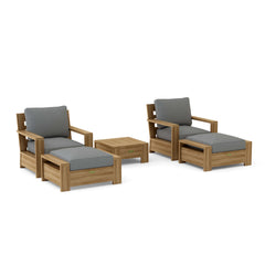 Anderson Teak 5-piece Madera teak wood outdoor sofa set in Pomegranate, featuring deep seating and nine designer color options.