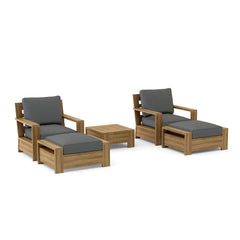 Anderson Teak 5-piece Madera teak wood deep seating sofa set in Pomegranate, outdoor patio furniture with nine designer color options.