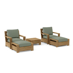 Anderson Teak 5-piece Madera teak wood deep seating sofa set in Pomegranate color, outdoor patio and garden furniture.