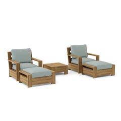 Anderson Teak 5-piece Madera teak wood deep seating sofa set in Pomegranate color, outdoor patio and garden furniture.