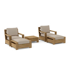 Anderson Teak 5-piece Madera Teak Wood deep seating sofa set in Pomegranate, outdoor patio and garden furniture with 9 designer colors.