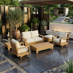 Anderson Teak 6-piece A-grade teak wood outdoor sofa set with deep seating, ideal for garden lounge in vibrant designer colors.
