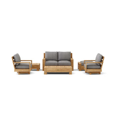 Anderson Teak 6-piece deep seating outdoor sofa set in Pomegranate with designer colors, crafted from A-grade teak wood for garden lounge.