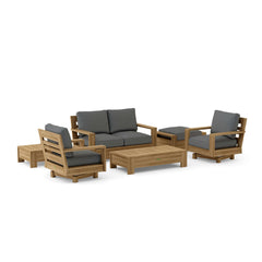 Anderson Teak 6-piece Madera deep seating sofa set in Pomegranate, outdoor patio furniture with stylish designer colors.
