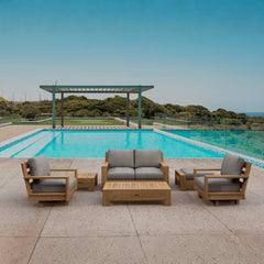 Anderson Teak 6-piece Madera deep seating sofa set in Pomegranate, outdoor patio furniture with designer color options