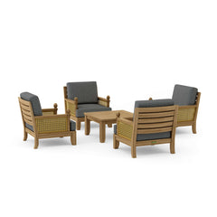 Anderson Teak SET-55 Luxe modular teak wood sofa set in Pomegranate, featuring deep seating and modern outdoor design.