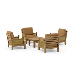 Anderson Teak SET-55 Luxe modular teak wood deep seating sofa in pomegranate with 9 designer color options for outdoor patio lounge.
