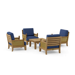 Anderson Teak SET-55 Luxe modular teak wood outdoor sofa set with deep seating in pomegranate color for garden lounge.