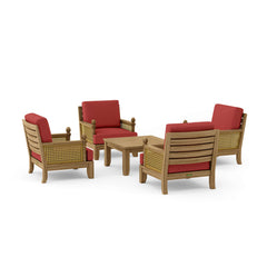 Anderson Teak SET-55 Luxe modular teak outdoor sofa with deep seating in pomegranate color, part of designer color collection.