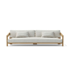 Anderson Teak Smyrna Teak Wood 4-Seater Outdoor Sofa in Pomegranate, designed for garden lounge, available in 9 colors