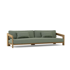 Anderson Teak Smyrna teak wood 4-seater outdoor patio sofa in cast pomegranate, perfect for garden lounge with 9 designer colors