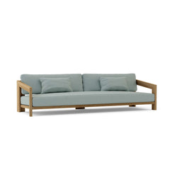Anderson Teak Smyrna Teak Wood 4-Seater Outdoor Patio Sofa in Pomegranate, designed for garden lounge seating.