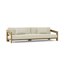 Anderson Teak Smyrna teak wood 4-seater outdoor patio sofa in Pomegranate, designed for garden lounge, available in nine colors.