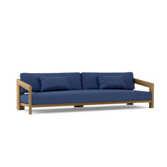 Anderson Teak Smyrna Teak Wood 4-seater outdoor patio sofa in cast pomegranate with natural teak finish for garden lounge seating