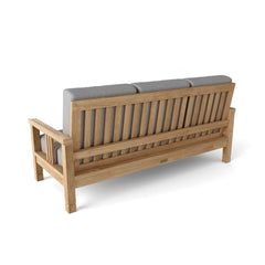 Anderson Teak Southbay Deep Teak Wood 3-Seater Sofa, outdoor patio garden lounge, in Pomegranate color with stylish design.