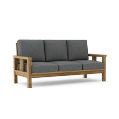 Anderson Teak SouthBay deep teak wood outdoor 3-seater sofa in cast pomegranate, perfect for garden lounge, available in 9 designer colors.