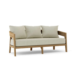 Anderson Teak Toscana Teak Wood 3-Seater Outdoor Sofa in Pomegranate, designed for garden patio lounge.
