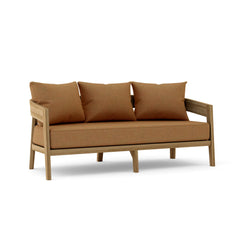 Anderson Teak Toscana teak wood outdoor 3-seater sofa in cast pomegranate for garden lounge, available in 9 designer colors.
