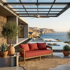 Anderson Teak Toscana Teak Wood 3-Seater Sofa for outdoor patio garden lounge in Pomegranate color with stylish design.