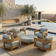 Six-piece Anderson Teak Coronado outdoor sofa set in sage with deep seating for garden lounge, part of the 9 designer color options.