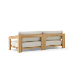 Anderson Teak Smyrna teak wood 3-seater outdoor patio sectional sofa in golden brown for garden lounge.