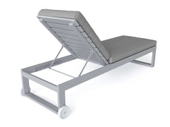 Anderson Teak Lucca Sun Lounger with adjustable backrest and sleek wooden design for outdoor relaxation.