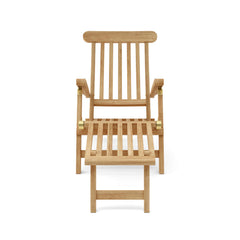 Anderson Teak Sunbed Steamer Set, outdoor teak lounge furniture with cushioned sunbed and matching side tables, stylish and durable.