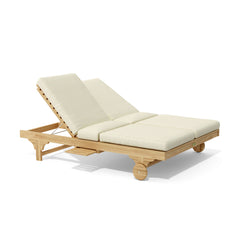 Anderson Teak Bel-Air Double Sun Lounger in a designer color, featuring a modern sunbed design with sleek teak construction.