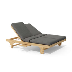 Anderson Teak BEL-AIR DOUBLE SUN LOUNGER sunbed in 9 designer colors, showcasing its sleek, modern design and comfortable lounging area.