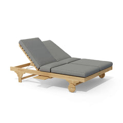 Anderson Teak Bel-Air Double Sun Lounger in nine designer colors, outdoor teak sunbed with modern double design and adjustable backrest.