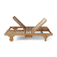 Anderson Teak Bel-Air Double Sun Lounger in a designer color, featuring a stylish outdoor sunbed with a sleek wooden frame.