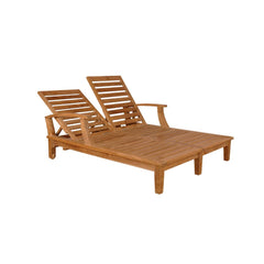 Anderson Teak Brianna Double Sun Lounger with cushioned seats and wooden frame, perfect for outdoor relaxation.